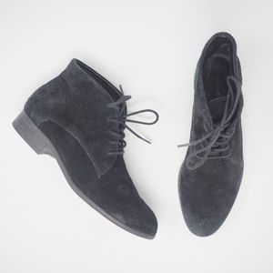 Franco Sarto Suede Ankle Booties Lace Up Black 6